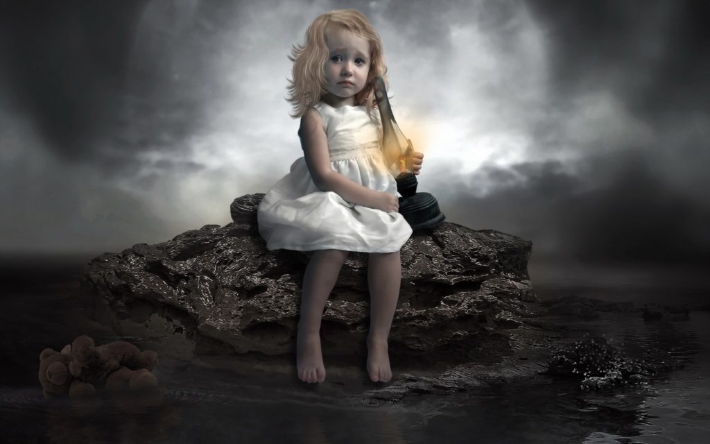 child-dark-moon-sad-lamp-flame